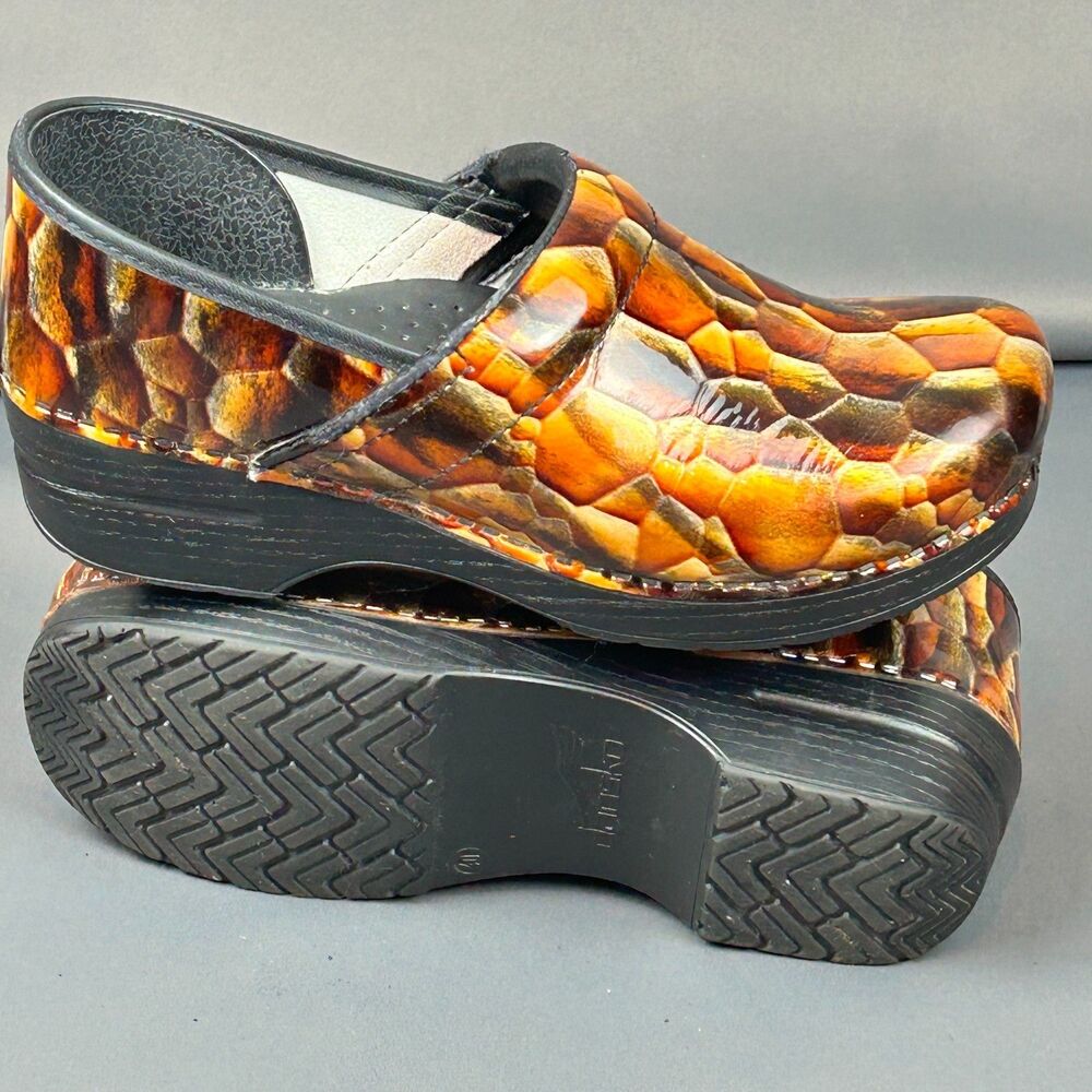 Dansko Professional Tiger Eye Patent Leather Snake Skin Print Clog EU 40 US 10 - Picture 13 of 16